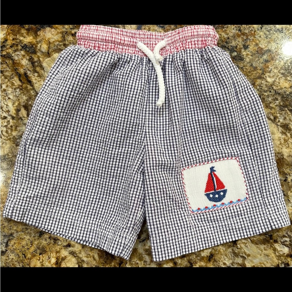 Anavini Swimwear Boys 3M Smocked Sailboat Swimming Trunks